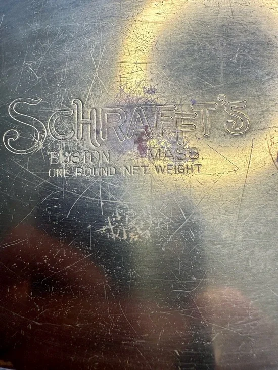 Vintage Schrafft's Brass Candy Tin Boston MA - Picture 4 of 5